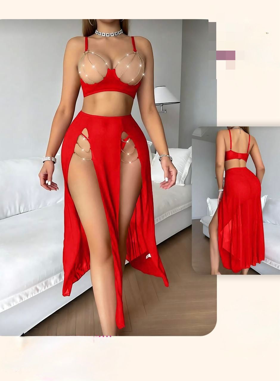 Multi-Slit Lingerie Set