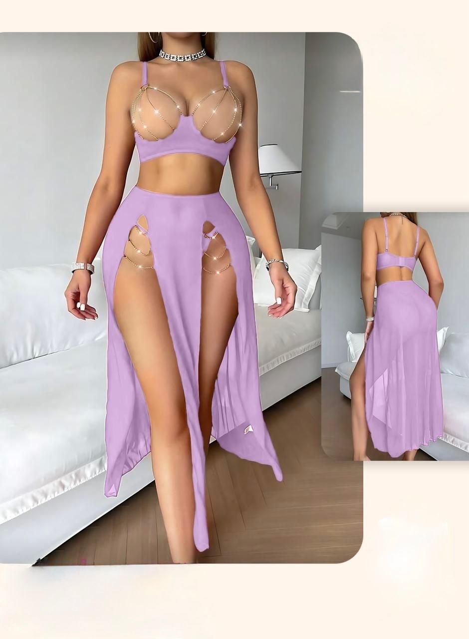 Multi-Slit Lingerie Set