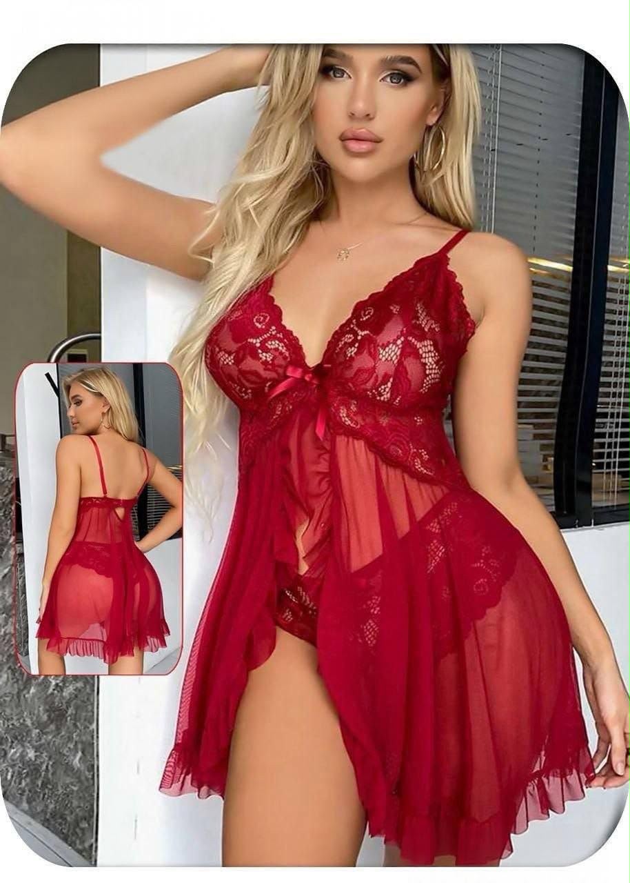 Open-Front Lace Babydoll