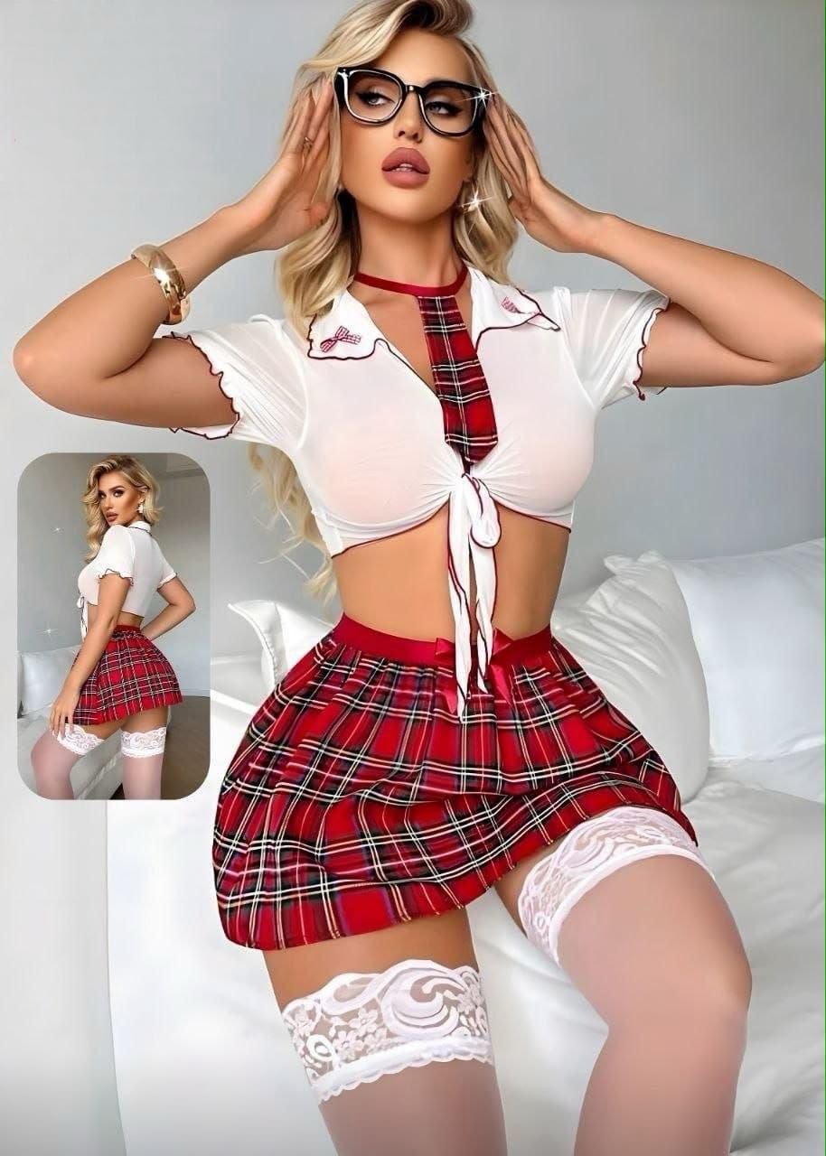 Plaid Skirt Costume Set