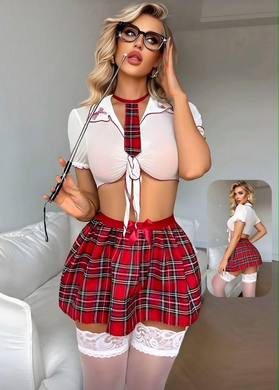 Plaid Skirt Costume Set